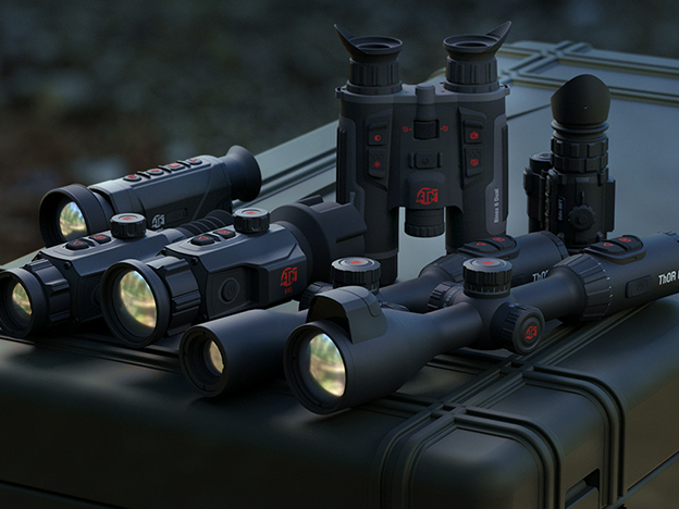 The AAD family of thermal optics, binoculars and weapon sights on a hardened transport case