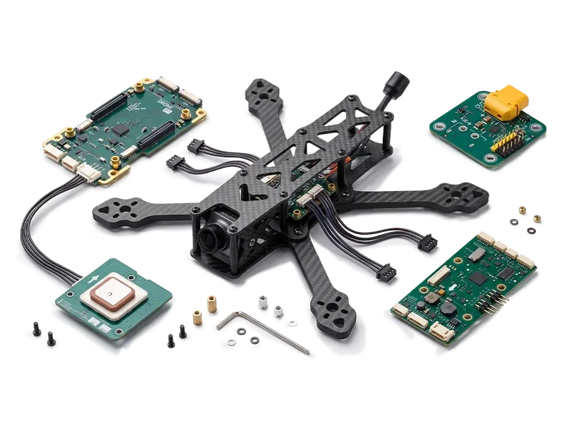 AAD avionics stack — flight controller, compute, and sensor modules on a CAN backbone